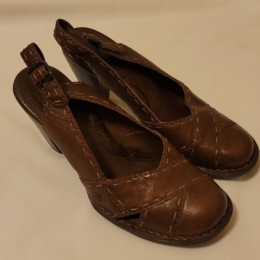 Born sling back brown leather size 8